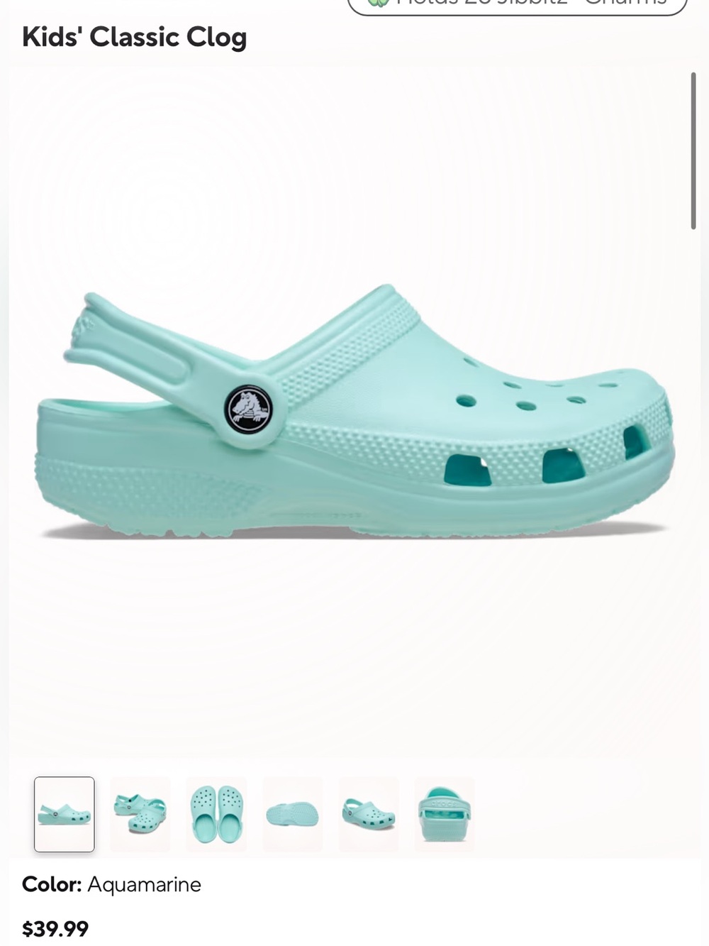CROCS Kids Classic Clog in Aquamarine J1